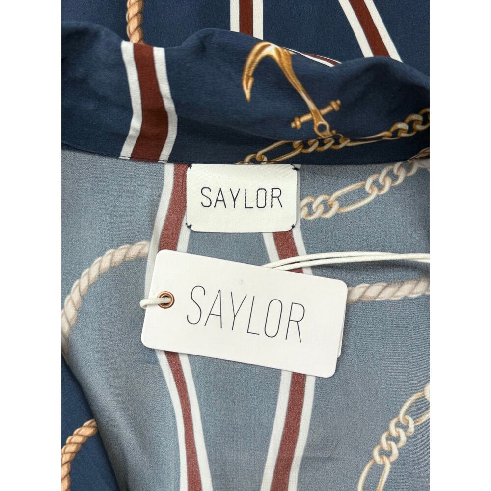 NWT Saylor Walton Nautical Status Print Top Resort Coastal Beach Deep Navy Small - Picture 5 of 5